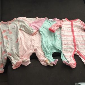 4 pairs 0-3 month baby girl pjs